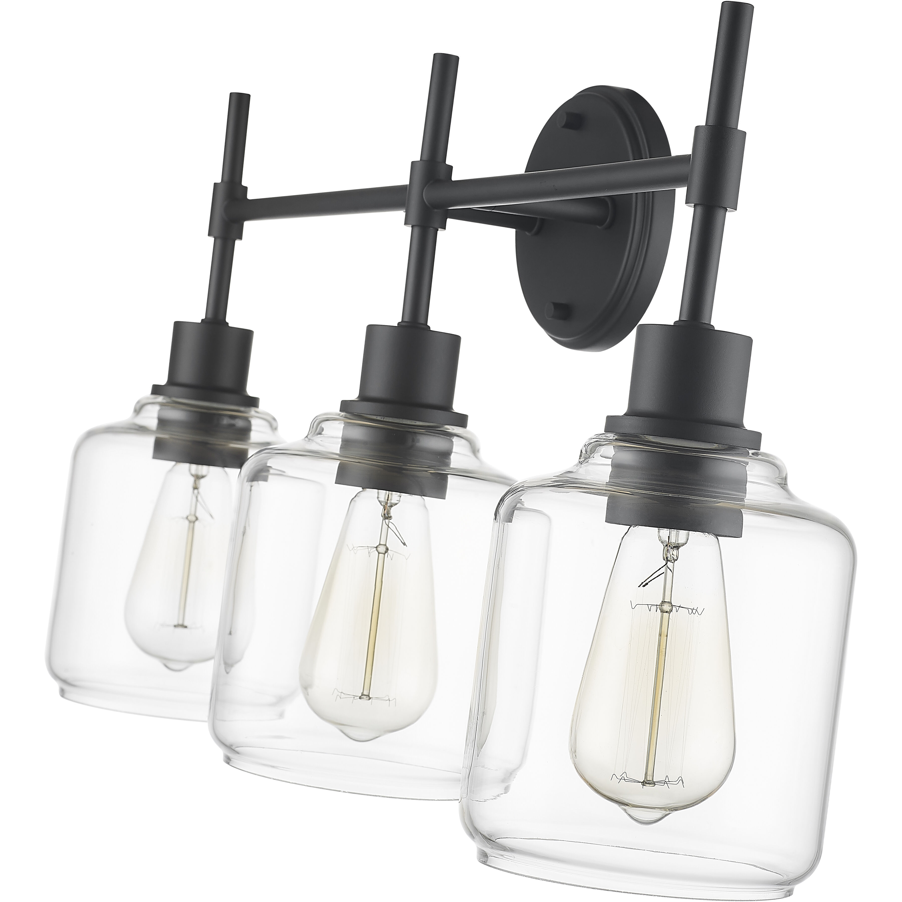 Asheville 3 Light 25 inch Matte Black Bathroom Vanity Light Wall Light